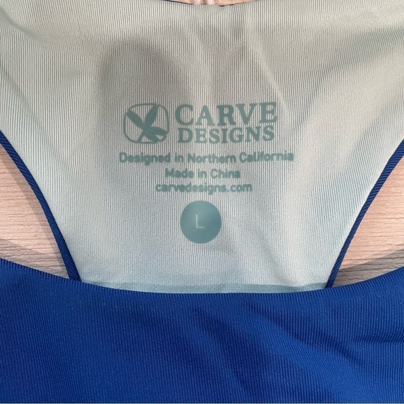 NWT Carve Designs Blue Teal Sanitas Color block Swimsuit Bikini Top Size L - Picture 11 of 11